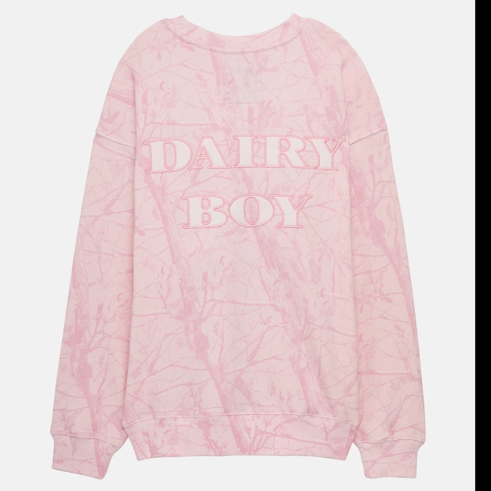 Dairy Boy bubblegum camo crewneck